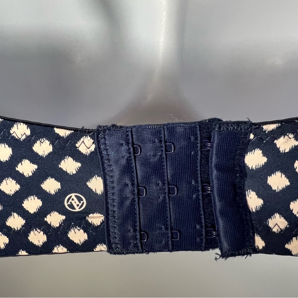 Adrienne Vittadini studio wm navy blue white bra wired support padded Sz 38DD - Picture 10 of 12